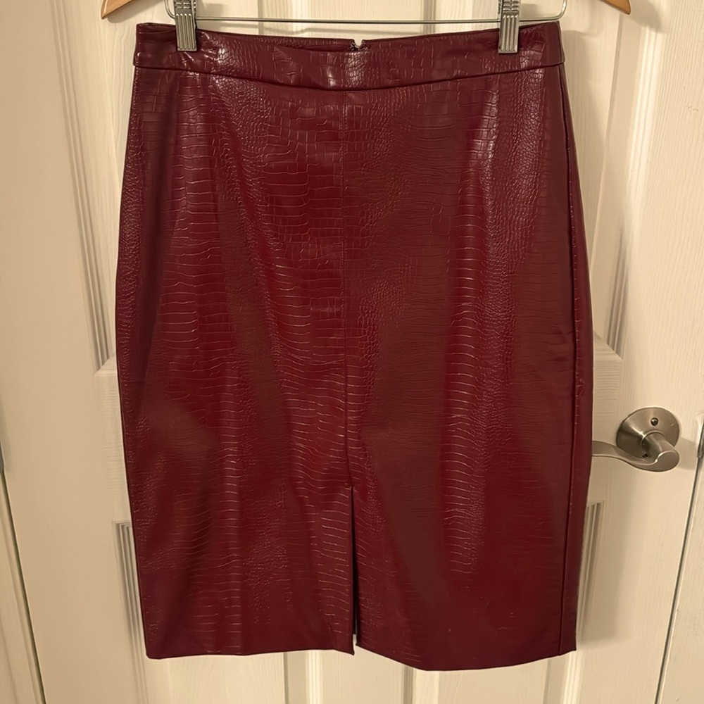 Anthropologie crocodile leather skirt